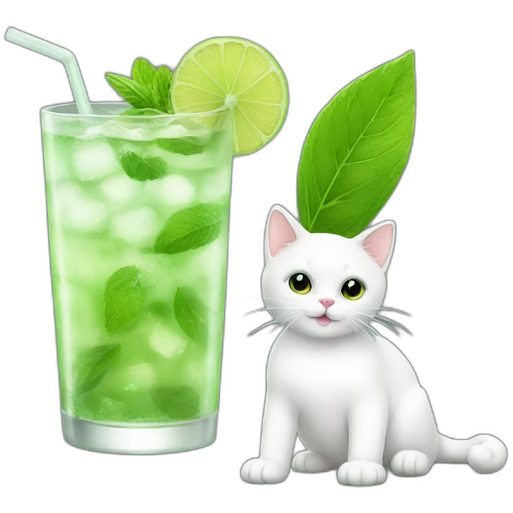 Mojito and white cat emoji