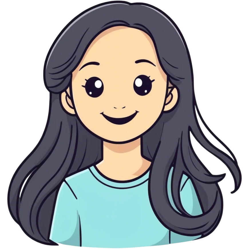 smiling girl with long hair emoji