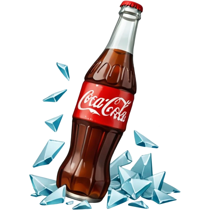 bottle of coca cola broken in the middle glass shards emoji