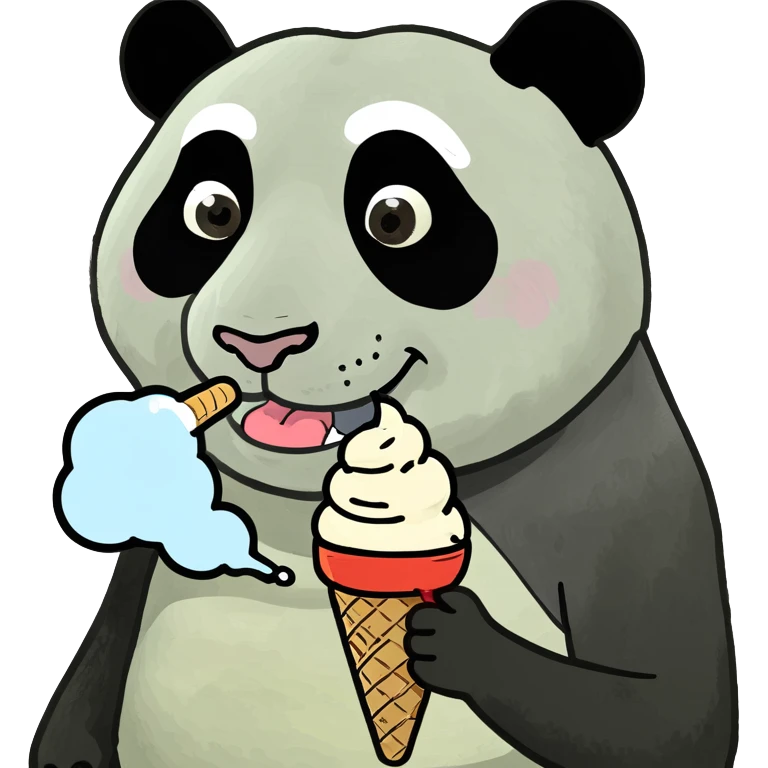 Panda eating ice cream emoji