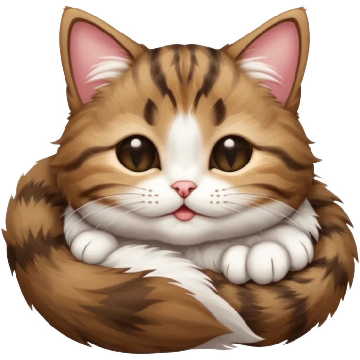 dark brown tabby and white small cat in funny positions upside down with eyes closed emoji