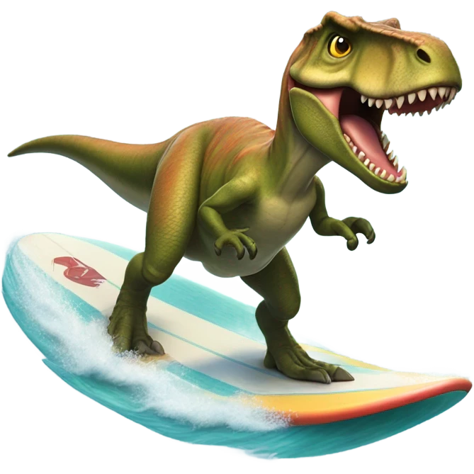 T-Rex surf boarding emoji