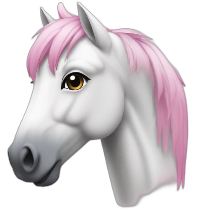 Poney blanc avec le bout du museau rose emoji