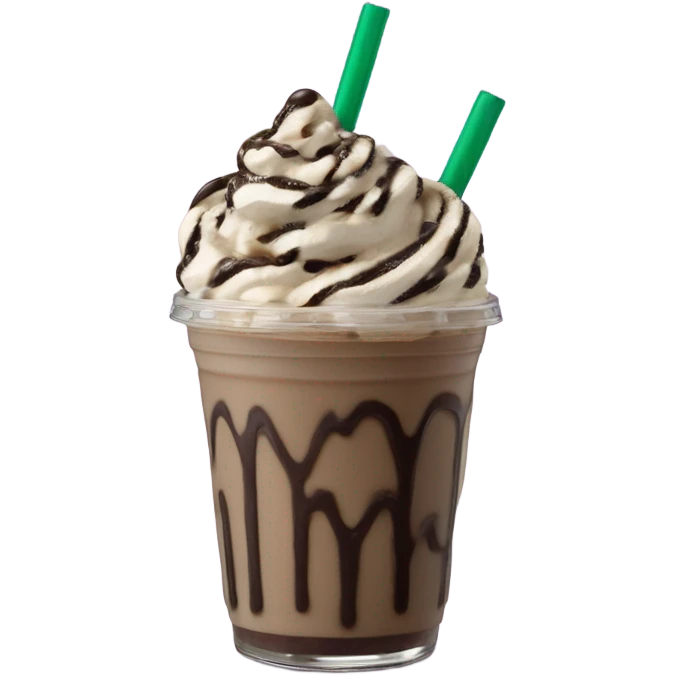 Magical Starbucks mocha cookie crumble Frappuccino drink with chocolate drizzle emoji