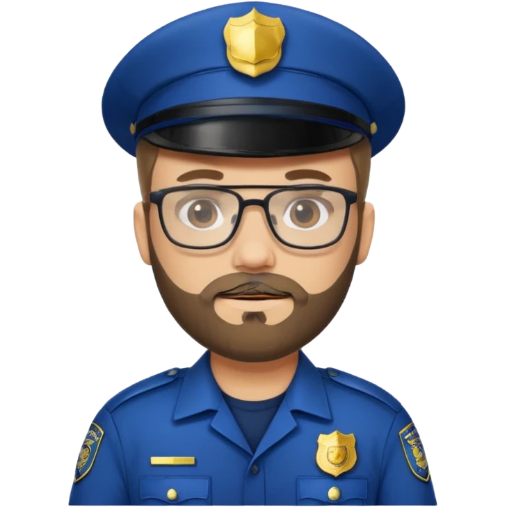 Police officer with glasses and beards(different uniform) emoji