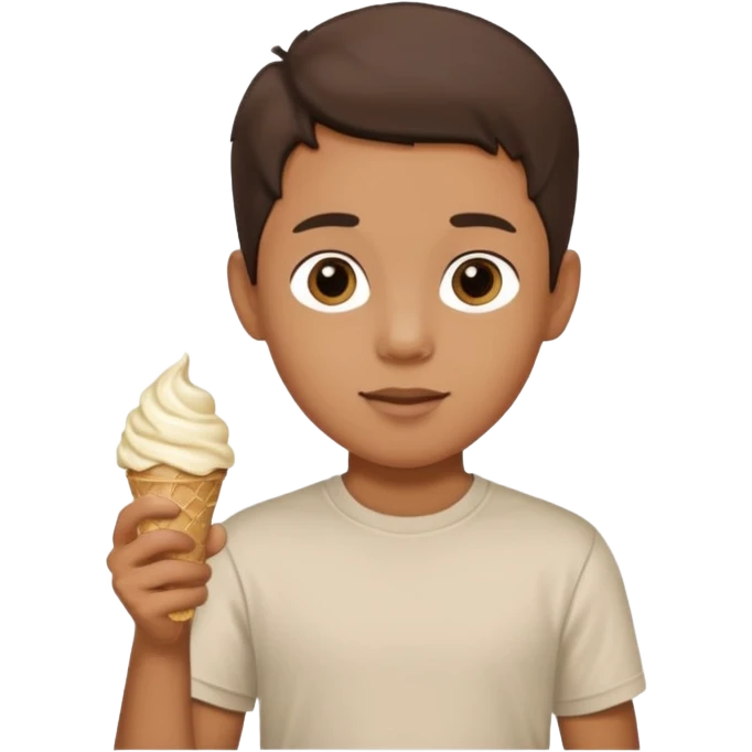 Young boy, holding ice cream emoji