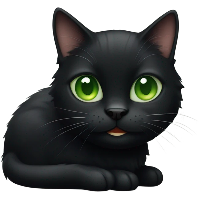 black short hair cat with green eyes winking emoji