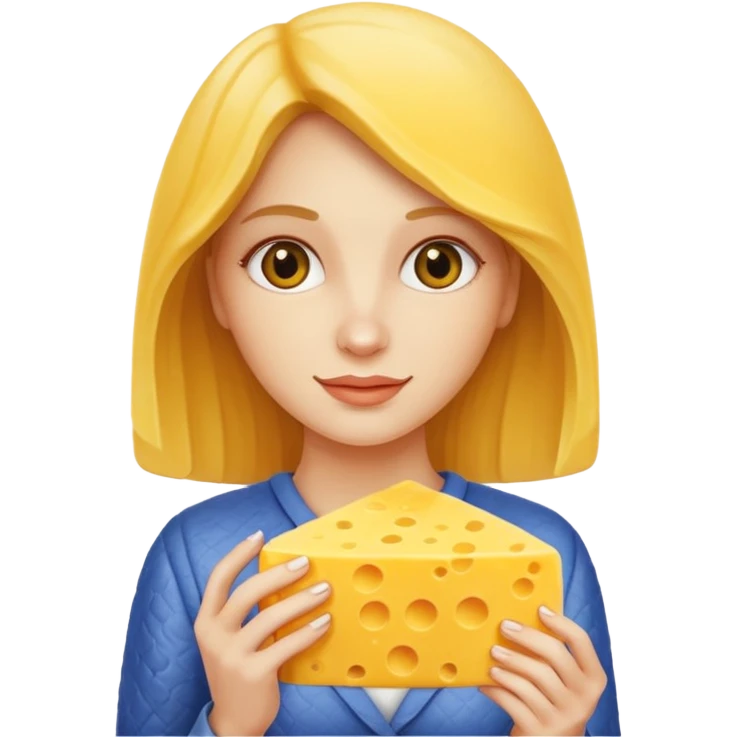 woman holding cheese piece emoji