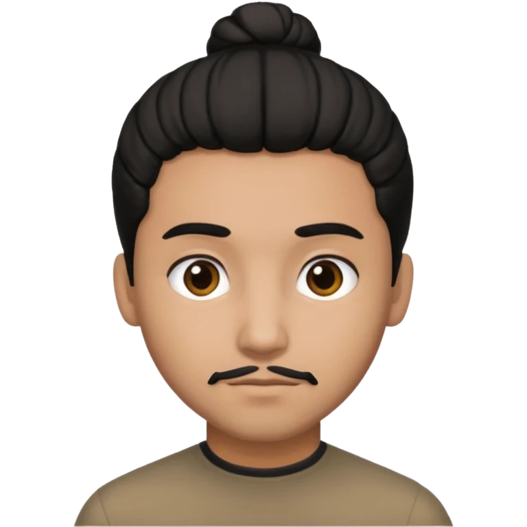 men with black bun hair emoji