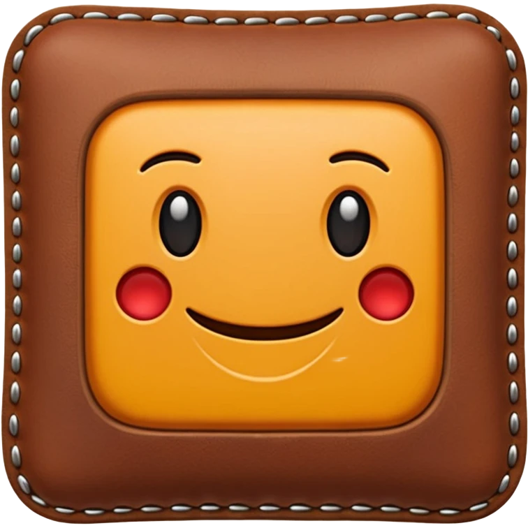 Apple-style 3D emoji of a flat rectangular piece of leather fabric, with stitched edges, soft texture but slightly shiny, representing industrial leather as material. emoji