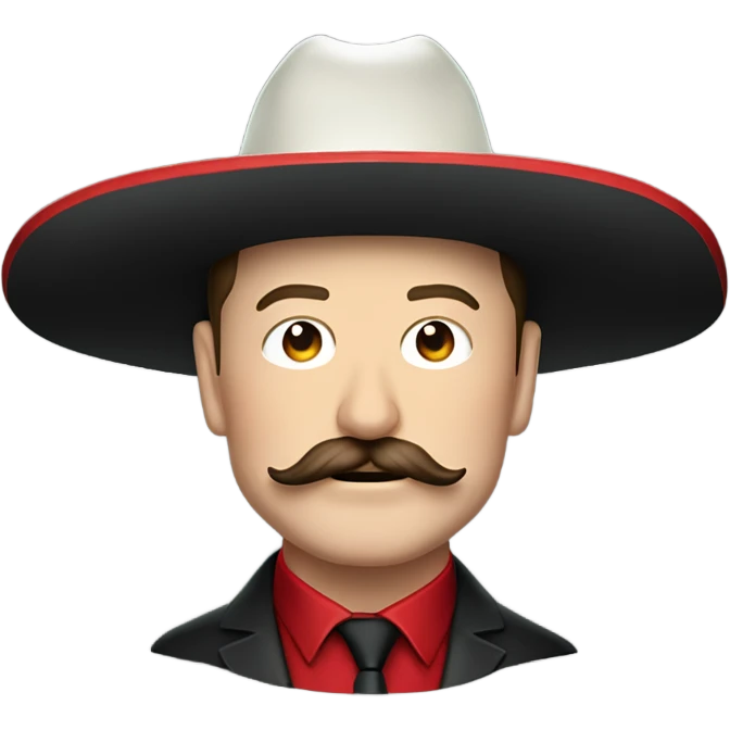  Elon musk eloncho with big mustache and black sombrero mexican hat and Tesla logo red green white Mexican shirt Tesla symbol token emoji