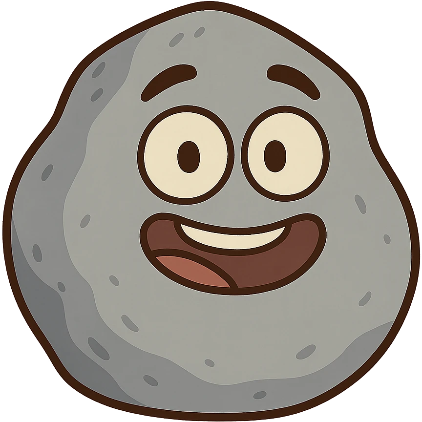 cartoon stone, simple and expressive, friendly face emoji