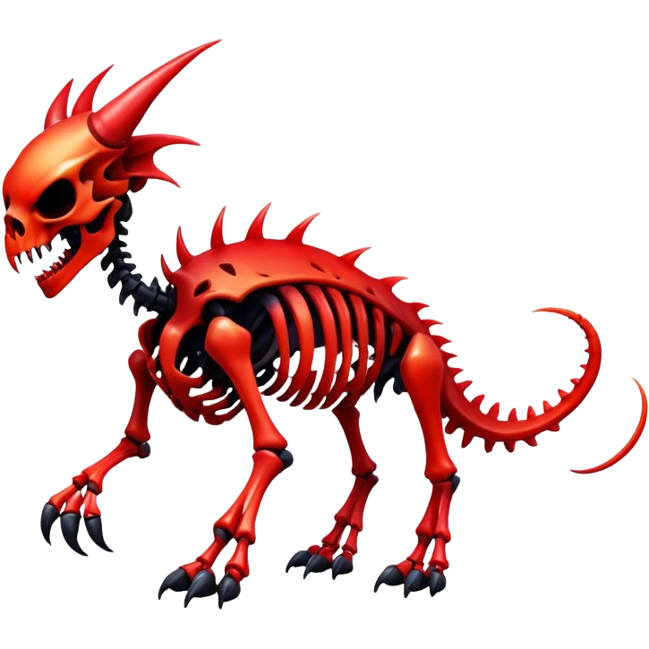 A black and red gradient epic shiny cool edgy skeletal animal-monster-creature, full body emoji