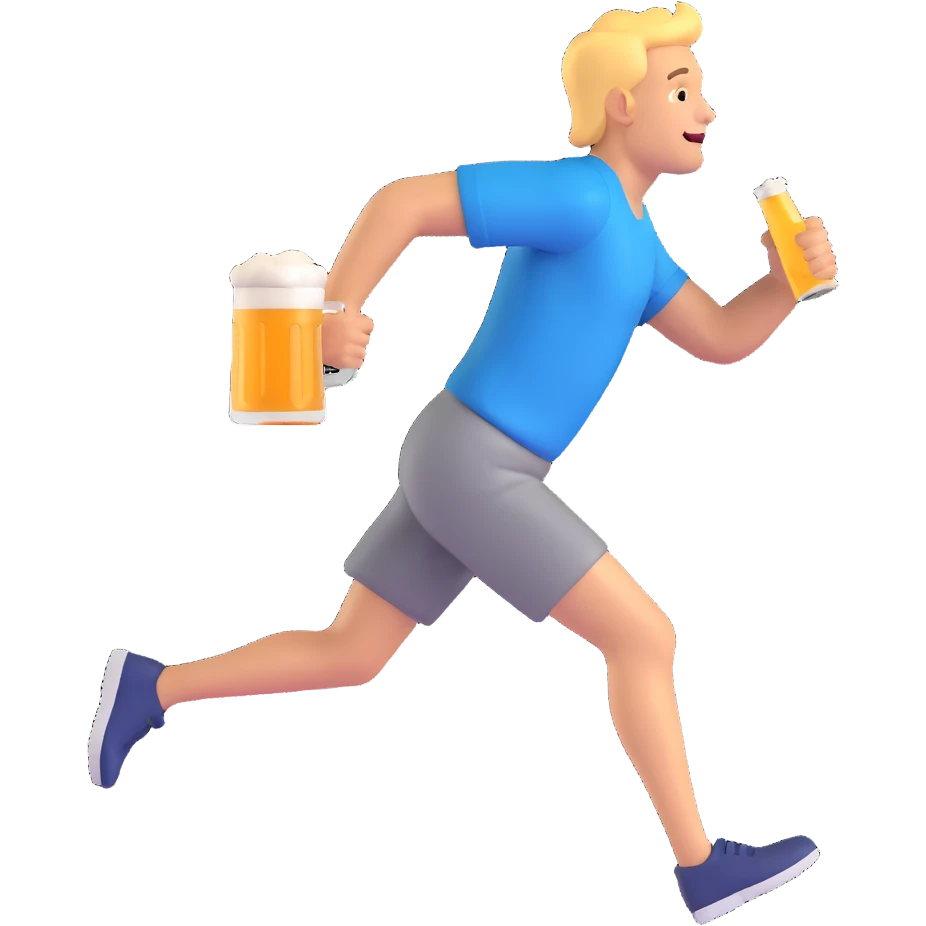 man running with a beer emoji