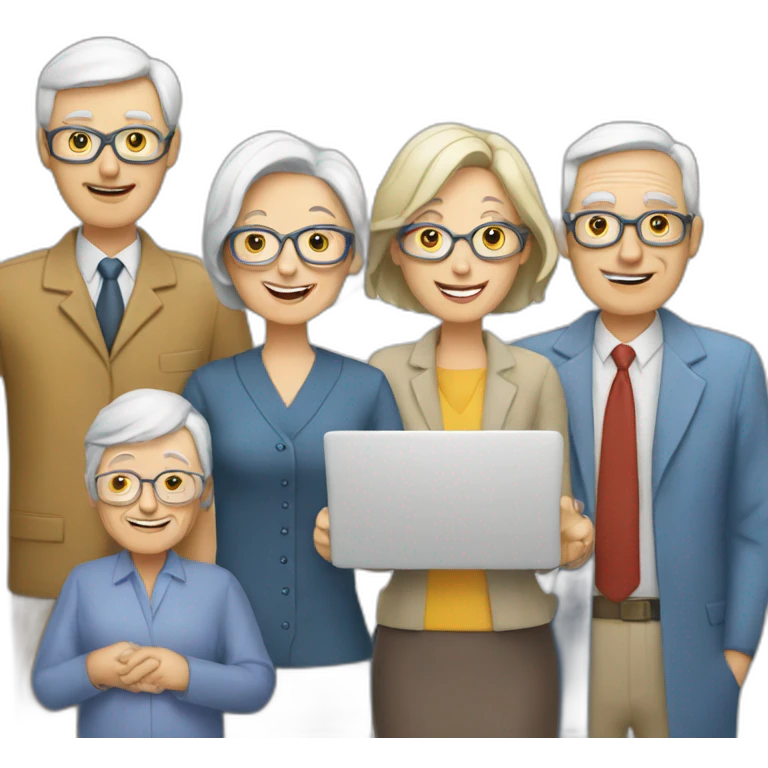 female life insurance advisor with old people emoji