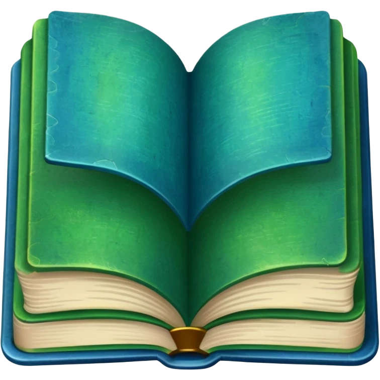 green and blue book with an abstract symbol on it emoji