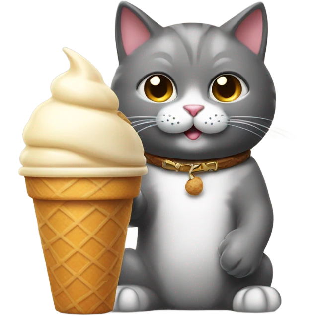 A cat holding an ice cream with one hand and an ice tea with the other hand  emoji