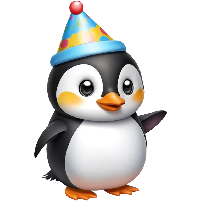 Penguin wearing a birthday hat emoji