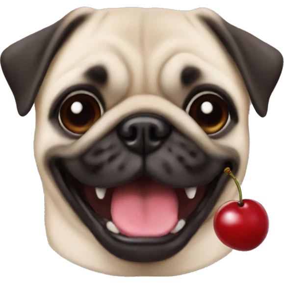 Cherry with happy pug face emoji
