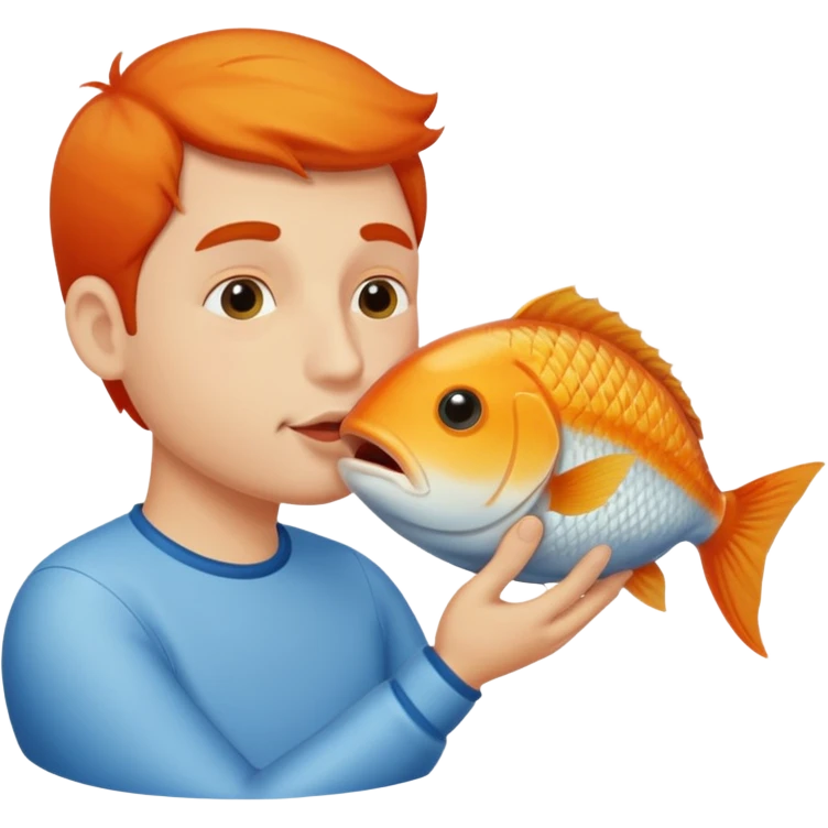 man kissing a fish emoji
