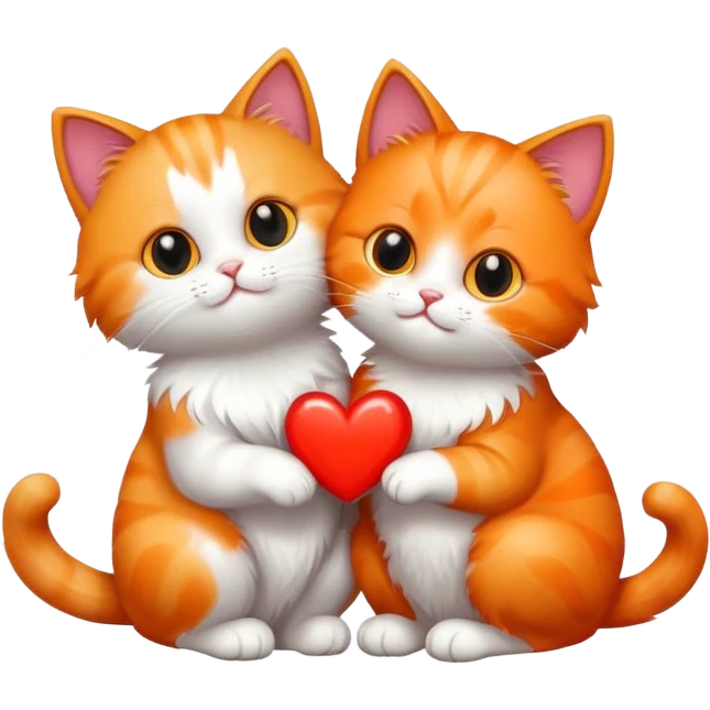 Cat giving another cat a heart emoji