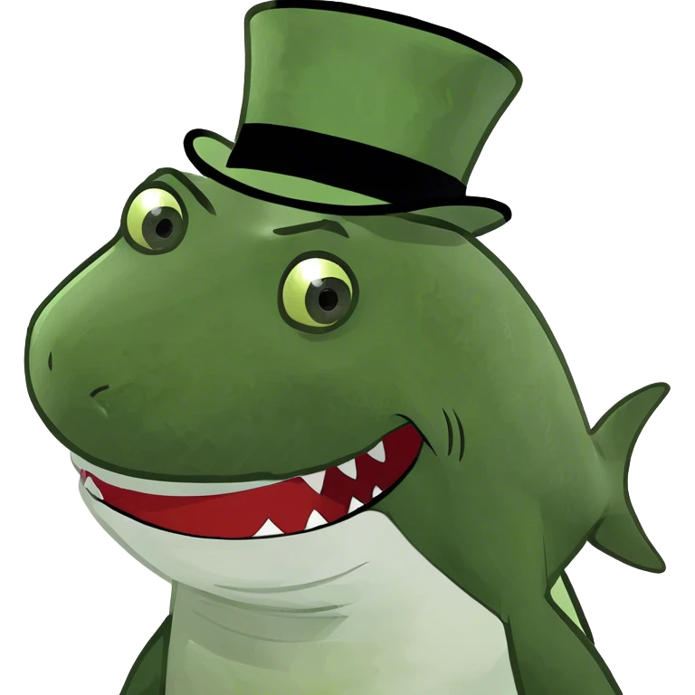 Shark with a top hat emoji