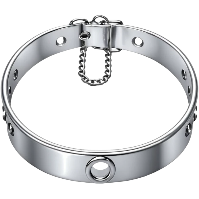 luxury fetish collar, silver chrome, smooth rounded metal, dominant erotic mood emoji