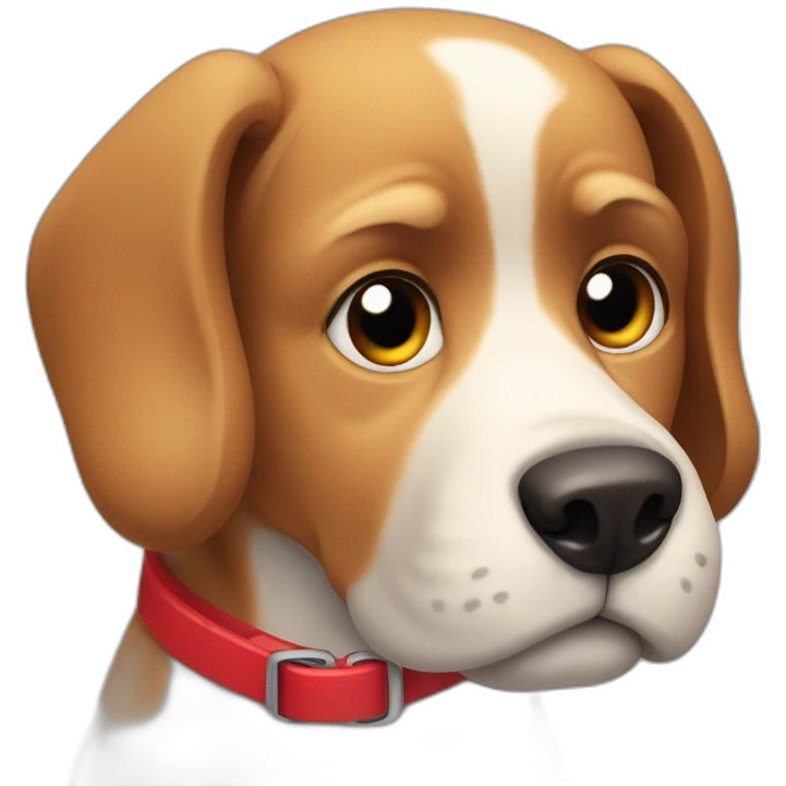 Worried dog with red collar emoji