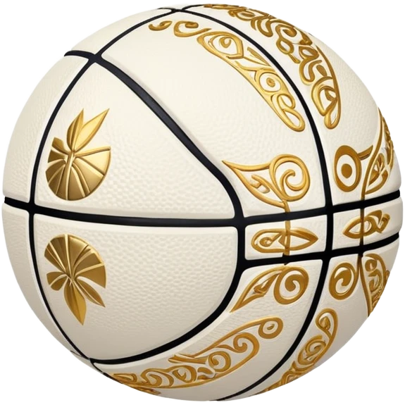 White basketball with golden decorative patterns emoji
