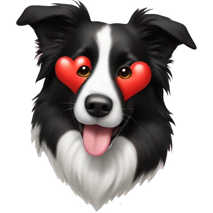 Border collie with heart on snut emoji