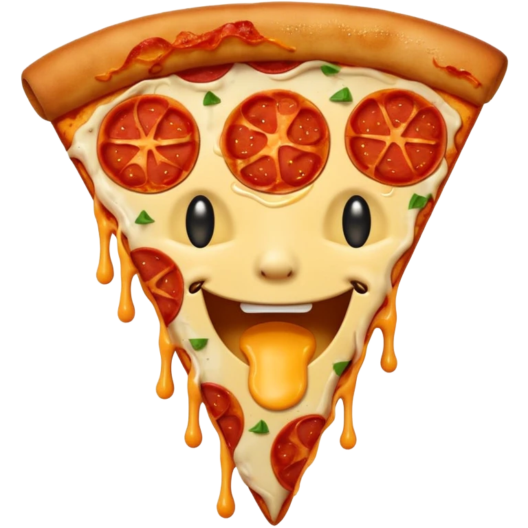 evil pizza slice with face, iOS emoji style emoji