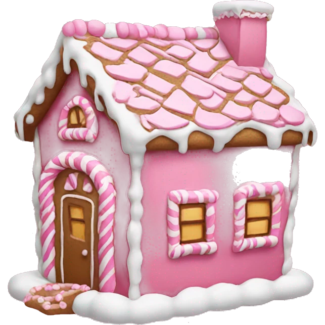 A pink gingerbread house emoji