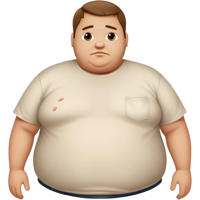 Hombre obeso mórbido con la barriga saliendo de la camisa emoji