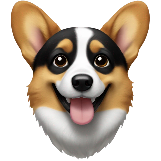 Corgi dog with a black face winking emoji
