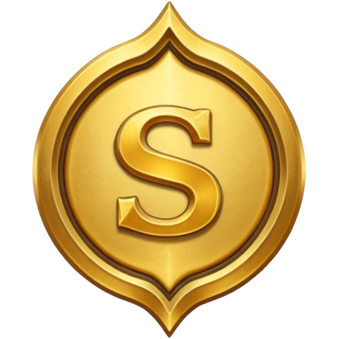 Create a custom emoji badge featuring a stylized, letter “S”. Design it in the Gold rank theme from League of Legends. Use warm gold metallic textures, bright highlights, and a noble, premium feel. Emblem-like and highly polished.
 emoji