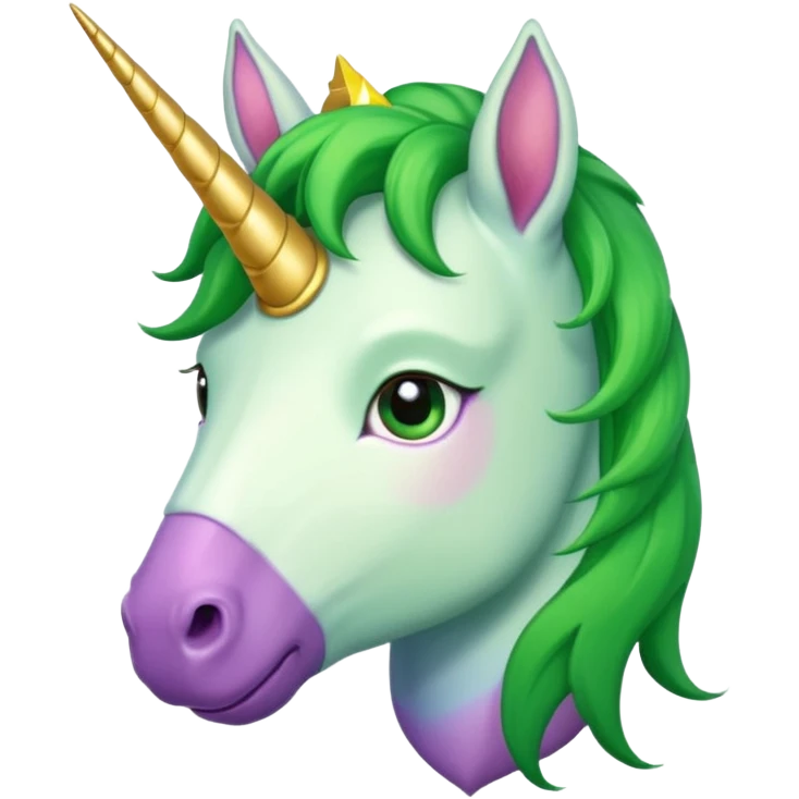 unicorn face cute and green haired and bearded emoji