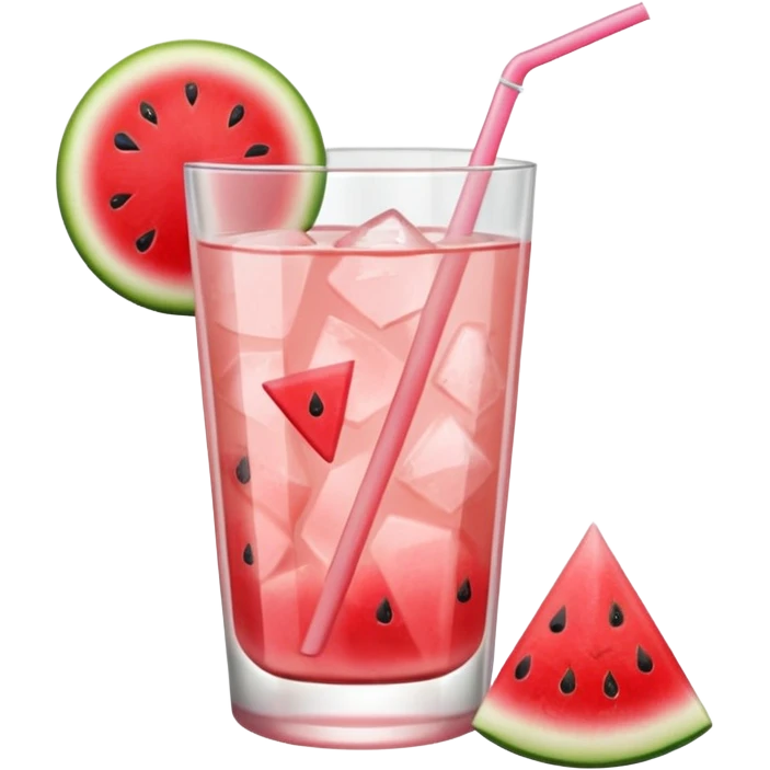 very light pink lemonade in glass with triangle chunk of watermelon on rim no straw emoji