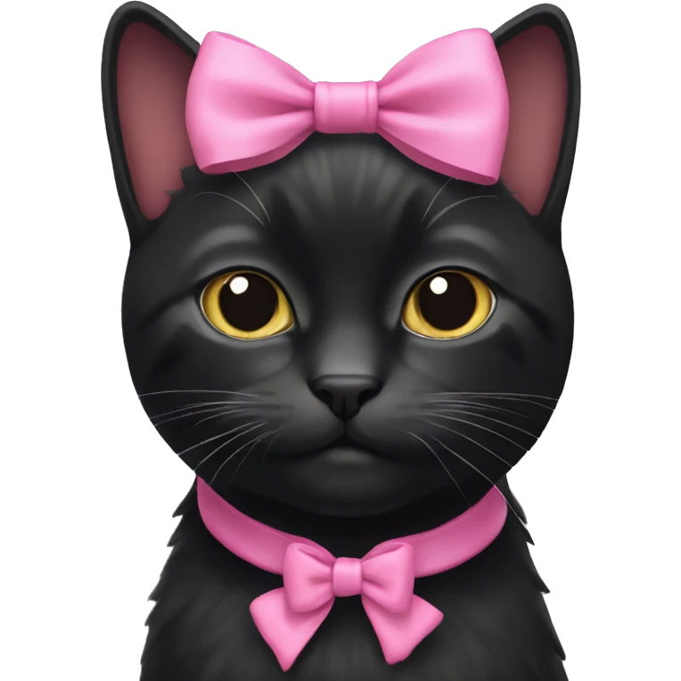black cat wearing pink bow emoji