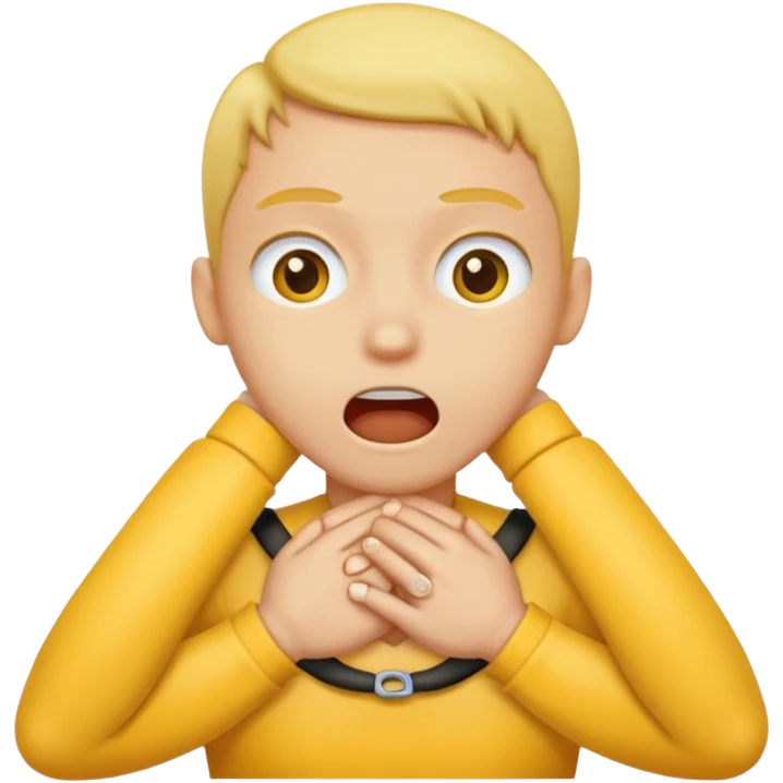 yellow emoji hands choking itself, tight around the neck emoji