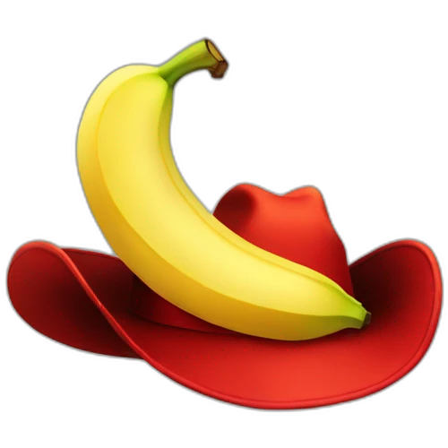 red hat with a banana emoji
