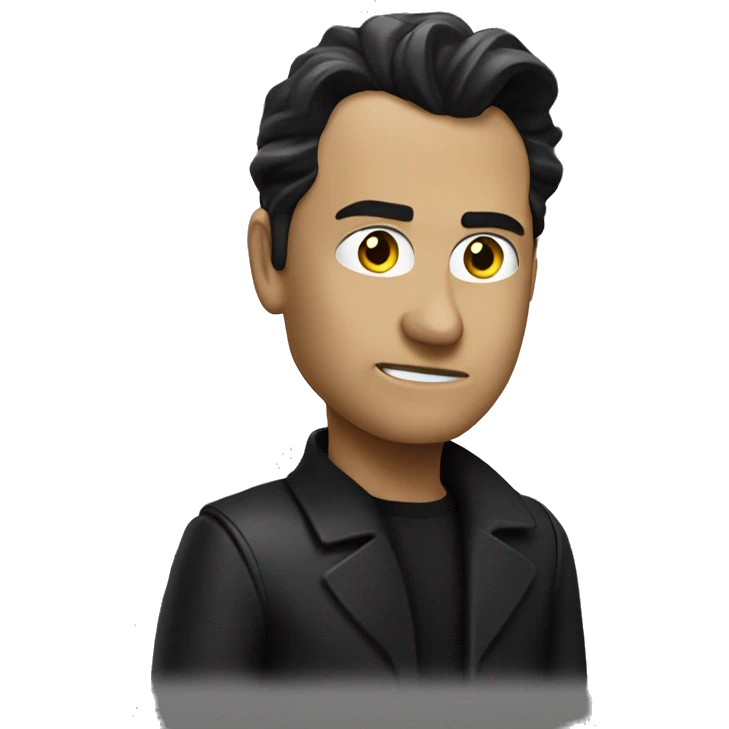 Neo from matrix with a serious face, waving emoji