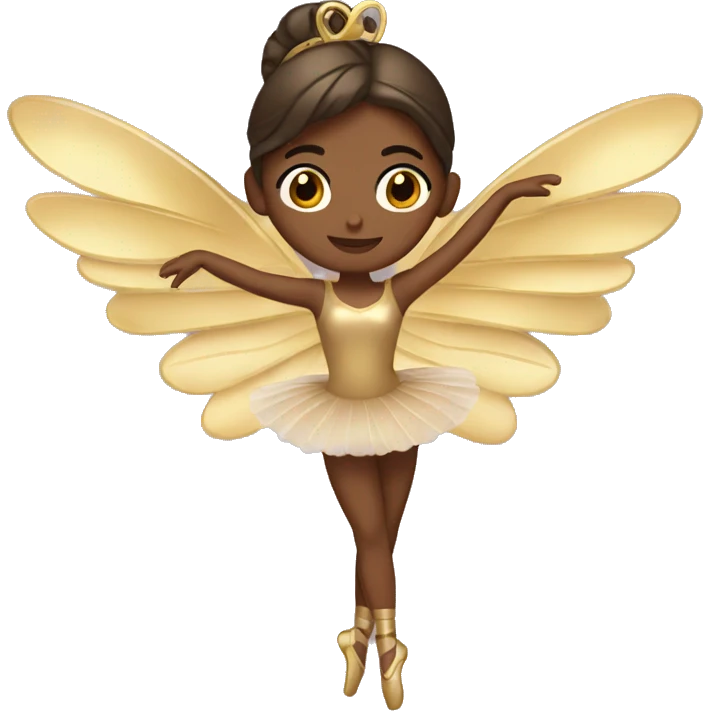  brown ballerina with gold wings emoji