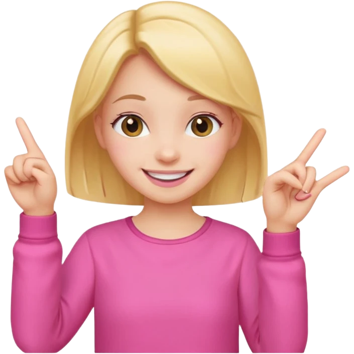 cheerful smile girl with cheerful hand gesture, make them cute, with pink cloth emoji
