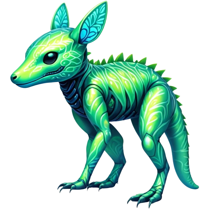 Tropical futuristic lush cool edgy neon Fionbri-Vernid-Elgyem-creature (full body) emoji