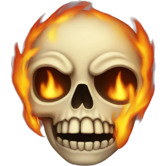 Fire skull looking so emo emoji