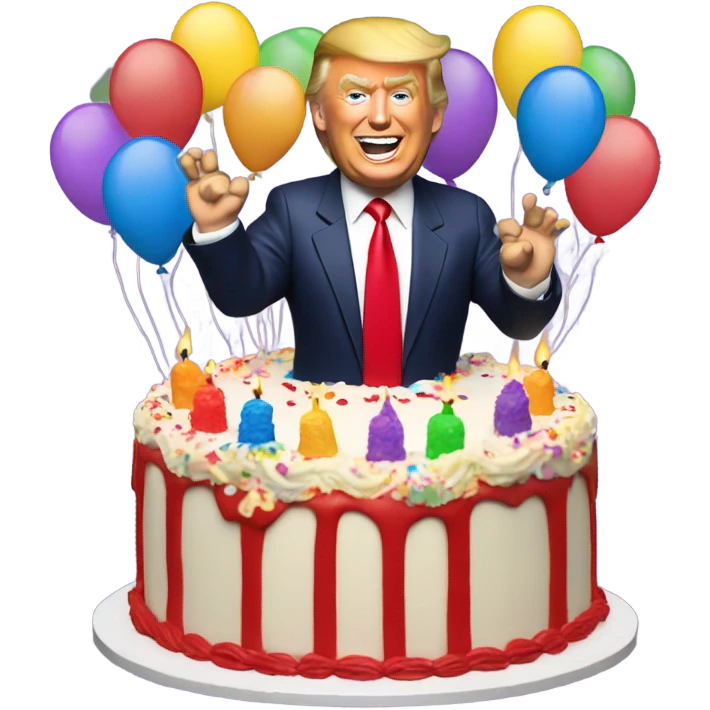Trump with birthday cake emoji