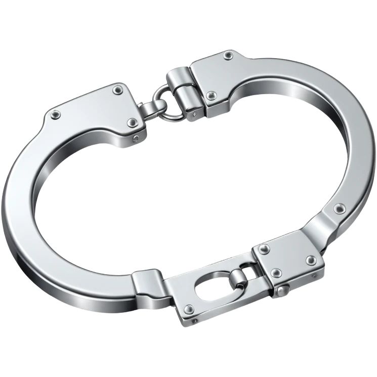 A pair of elegant handcuffs emoji made of silver chrome, smooth rounded design, glossy metallic reflections, luxury fetish aesthetic, minimal iOS emoji style, centered, clean white background emoji