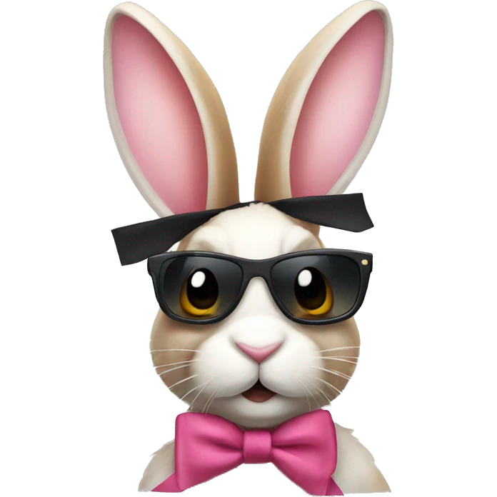 Bunny with sunglasses and ribbon on the ear  emoji