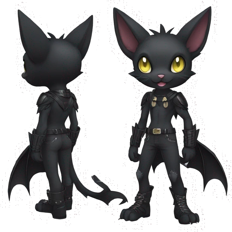 Black Anthro Punk Bat-Cat-Fakemon Full Body emoji