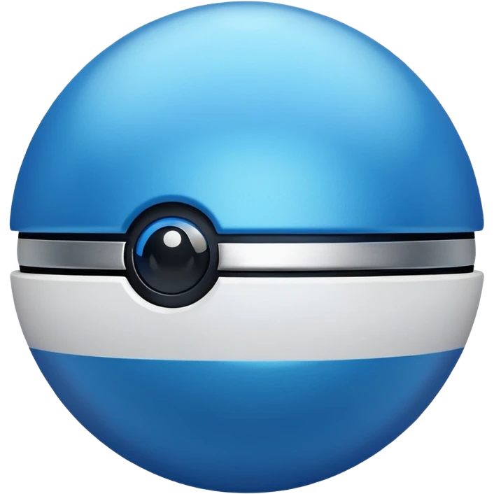 blue pokeball emoji, top half is a more saturated blue, bottom half is white, black stripe, with a metallic sheen emoji